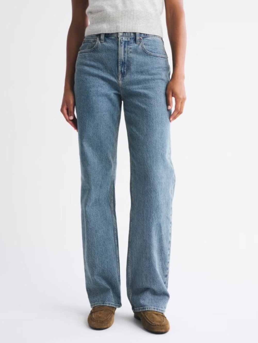 abercrombie Curve Love High Rise 90s Relaxed Jean Medium Wash, 23S